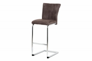Barová židle, hnědá ekokůže, chrom podnož, BAC-192 BR