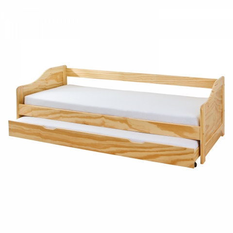 Rozkládací postel 90x200 s přistýlkou a roštem masiv borovice Laura 8808 