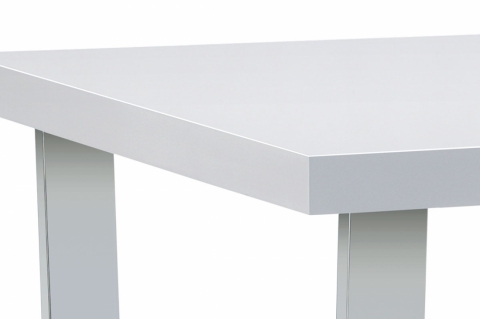 <![CDATA[Jídelní stůl pro 4 osoby 150x90 bílý vysoký lesk, chromovaná podnož, AT-2088 WT Autronic]]>