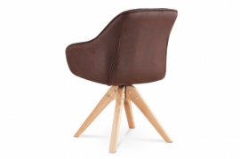 Jídelní židle, hnědá látka v dekoru broušené kůže, nohy masiv kaučukovník HC-772 BR3