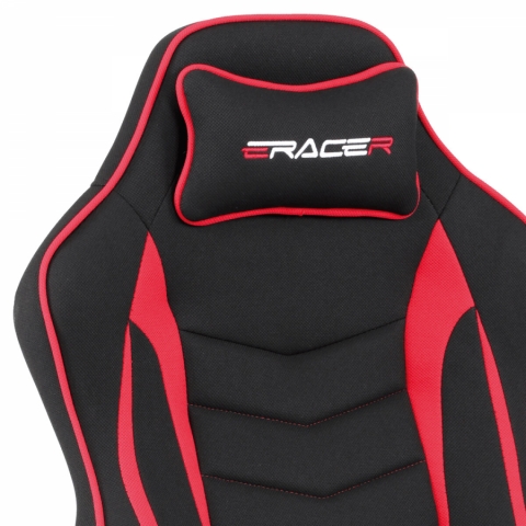 Herní křeslo, houpací mechanismus, černá látka, KA-G408 RED