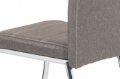Jídelní židle, potah coffee látka, bílé prošití, kovová čtyřnohá chromovaná podnož HC-485 COF2