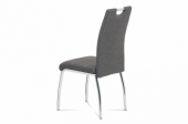 Jídelní židle, potah šedá látka, bílé prošití, kovová čtyřnohá chromovaná podnož HC-485 GREY2