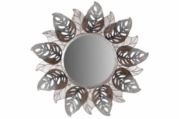 Zrcadlo, nástěnná kovová dekorace, motiv listů FB-1464 FB-1464