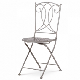 Zahradní židle, keramická mozaika, kov, šedý lak JF2229 