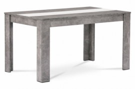 Jídelní stůl 138x80x74 cm, MDF, lamino dekor beton, dekorační pruh v černé a bílé barvě DT-P140 BET