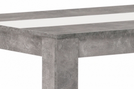 Jídelní stůl 138x80x74 cm, MDF, lamino dekor beton, dekorační pruh v černé a bílé barvě DT-P140 BET
