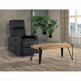Konferenční stolek, 110x60x42 cm, deska MDF, dekor divoký dub, kov - černý mat AHG-260 OAK