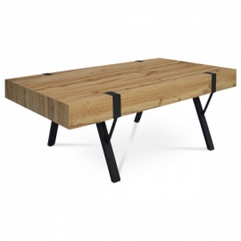 Konferenční stolek, 110x60x42 cm, deska MDF, dekor divoký dub, kov - černý mat AHG-261 OAK