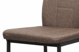 Jídelní židle, potah hnědá látka, kovová čtyřnohá podnož, antracitový matný lak DCL-391 BR2