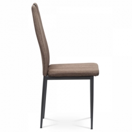 Jídelní židle, potah hnědá látka, kovová čtyřnohá podnož, antracitový matný lak DCL-391 BR2