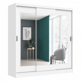 Šatní skříň s posuvnými dveřmi se zrcadlem bílá ARIS II 