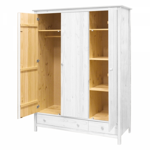 Šatní skříň masiv borovice bílá 3dveřová Torino 8089B