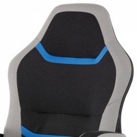 Kancelářská a herní židle, potah modrá, šedá a černá látka, houpací mechanismus KA-L611 BLUE