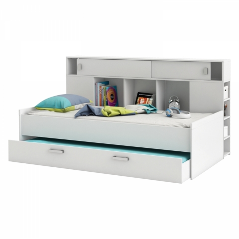 <![CDATA[Multifunkční postel bílá 90x200 s úložným prostorem, SHERWOOD Idea]]>