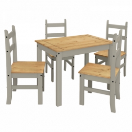 Dřevěný jídelní set masiv stůl 100x65 + 4 židle Corona 3 šedá 161617s