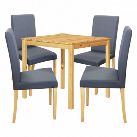 Jídelní stůl masiv borovice 75x75 + 4 židle šedá světlé nohy 4438