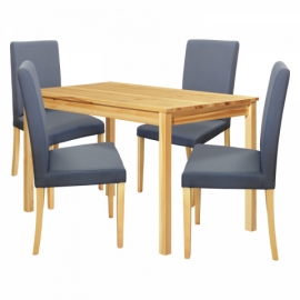 Jídelní stůl masiv borovice 118x75 + 4 židle šedá světlé nohy 4439