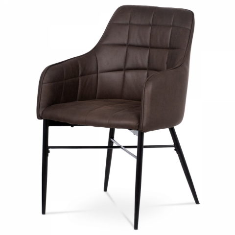 Jídelní židle hnědá látka kovová čtyřnohá podnož AC-9990 BR3 
