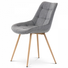 Jídelní židle, potah šedá látka, kovové nohy, 3D dekor dub CT-394 GREY2