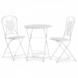 Zahradní set stůl + 2 židle kov, bílý lak JF2236 