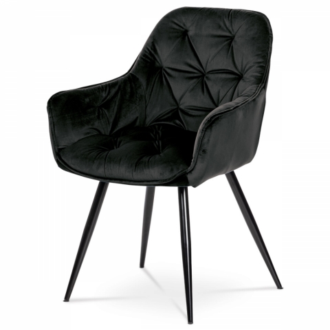 Jídelní židle černá sametová kovová 4nohá podnož černý lak DCH-421 BK4