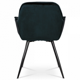 Jídelní židle, potah modročerná sametová látka, kovová 4nohá podnož, černý lak DCH-421 BK4
