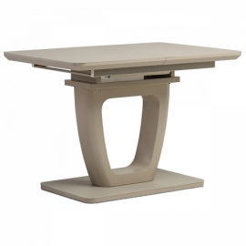Jídelní stůl 110+40x75 cm, cappuccino 4 mm skleněná deska, MDF, cappuccino mat HT-430 CAP