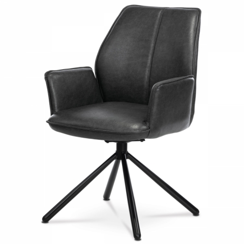 Jídelní židle křeslo šedá látka kov černý lak zpětný mech. HC-398 GREY3 