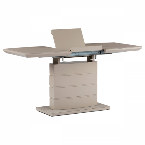 Jídelní stůl 110+40x70 skleněná deska 4 mm cappuccino mat HT-420 CAP 