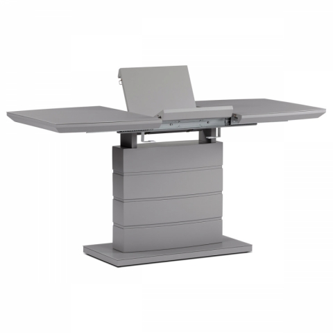 Jídelní stůl 110+40x70 šedá 4 mm skleněná deska šedý matný lak HT-420 GREY 
