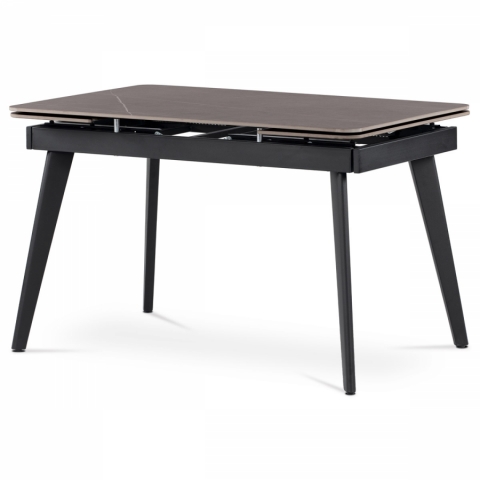 Rozkládací jídelní stůl 120x80 +30+30 deska šedý mramor kov černý matný lak HT-405M GREY 