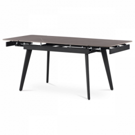 Jídelní stůl 120+30+30x80 cm, keramická deska šedý mramor, kov, černý matný lak HT-405M GREY