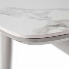Jídelní stůl 90+25x70 cm, keramická deska bílý mramor, masiv, šedý vysoký lesk HT-400M WT