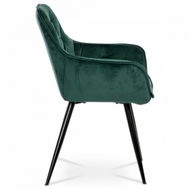 Jídelní židle, potah zelená sametová látka, kovová 4nohá podnož, černý lak DCH-421 GRN4