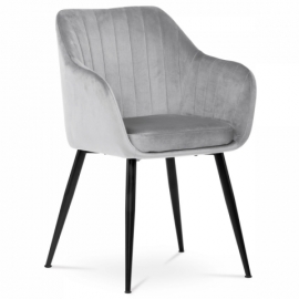 Jídelní židle stříbrná matná sametová látka kovové nohy černý matný lak PIKA SIL4 
