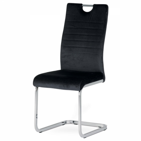 Jídelní židle černá sametová kov chrom podnož a madlo DCL-416 BK4 