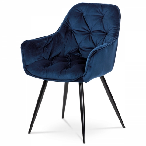 Jídelní židle modrá sametová látka kovová podnož černý lak DCH-421 BLUE4