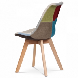 Jídelní židle, potah látka patchwork, dřevěné nohy, masiv přírodní buk CT-764 PW2