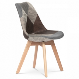 Jídelní židle, potah látka patchwork, dřevěné nohy, masiv přírodní buk CT-765 PW2