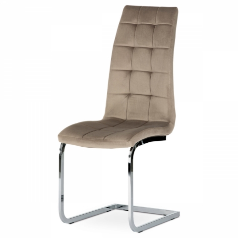 Jídelní židle cappuccino sametová látka, kovová chromovaná podnož DCL-424 CAP4 