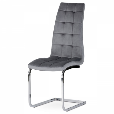 Jídelní židle šedá sametová látka kov chrom podnož DCL-424 GREY4 