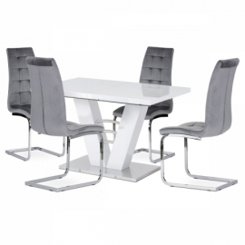 Jídelní židle, potah šedá sametová látka, kovová chromovaná podnož DCL-424 GREY4