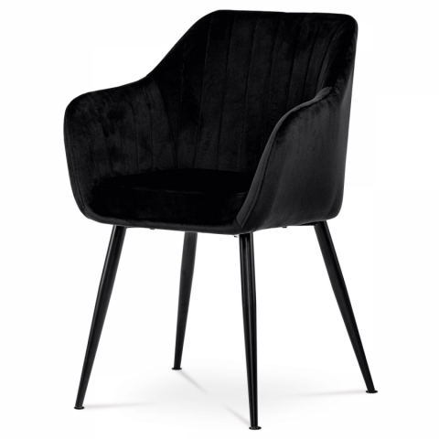 Jídelní židle černá matná sametová látka kovové nohy černý matný lak PIKA BK4 