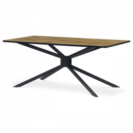 Jídelní stůl 180x90 divoký dub kovová hvězdicová podnož černý mat HT-885 OAK 
