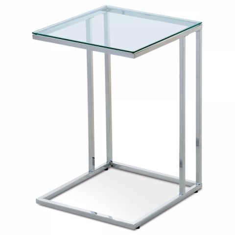 Přístavný stolek 40x40x60 skleněná deska kovová chromovaná podnož 84056-06 CR 