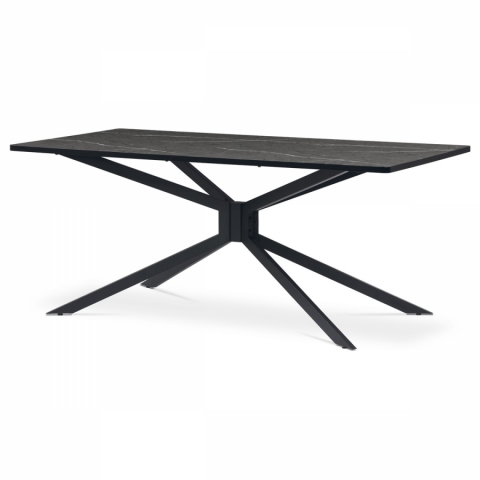Jídelní stůl 180x90 šedý mramor kovová hvězdicová podnož černý mat HT-885 GREY 