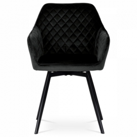 Jídelní židle, potah černá sametová látka, kovové nohy, černý matný lak DCH-425 BK4