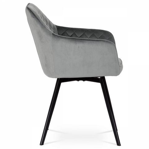 Jídelní židle, potah šedá sametová látka, kovové nohy, černý matný lak DCH-425 GREY4