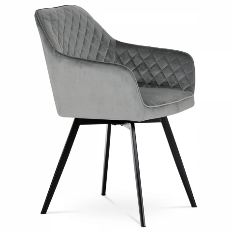 Jídelní židle, potah šedá sametová látka, kovové nohy, černý matný lak DCH-425 GREY4